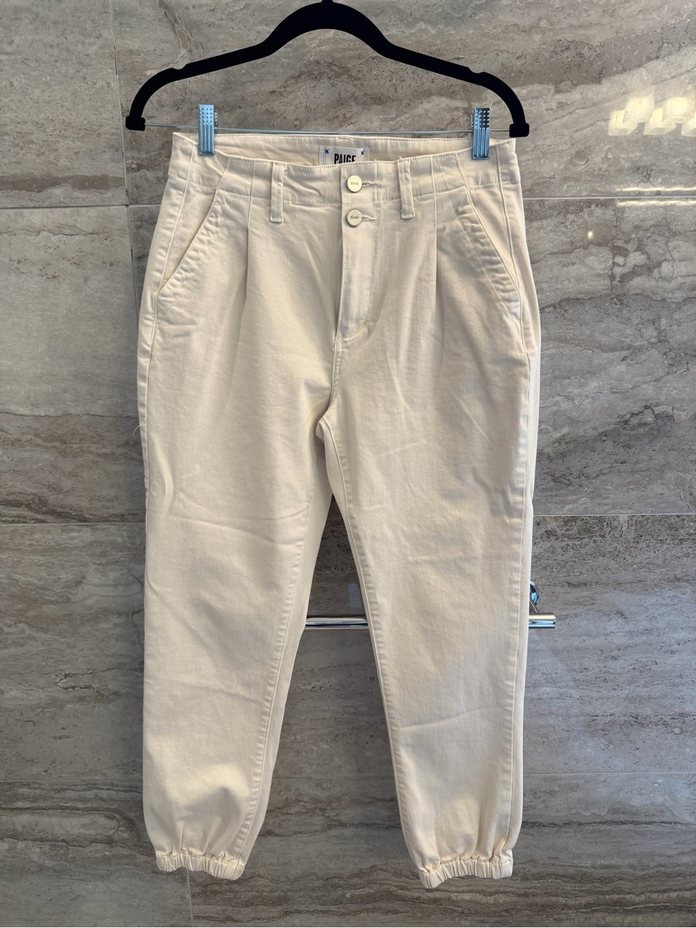 PAIGE Cream Casual Tapered Jogger Chinos